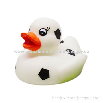 Promotional PVC Duck Toy in Football Shape, Creative Rubber Product, Ideal for Premiums